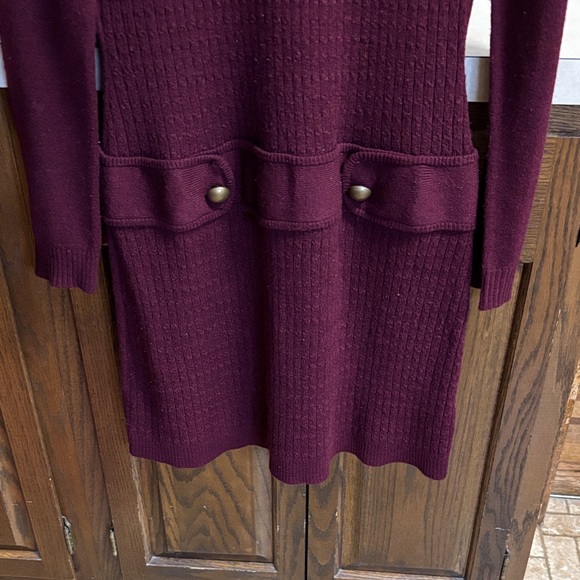 Iz Byer Long Sleeve Knit Dress in Wine - Picture 4 of 7